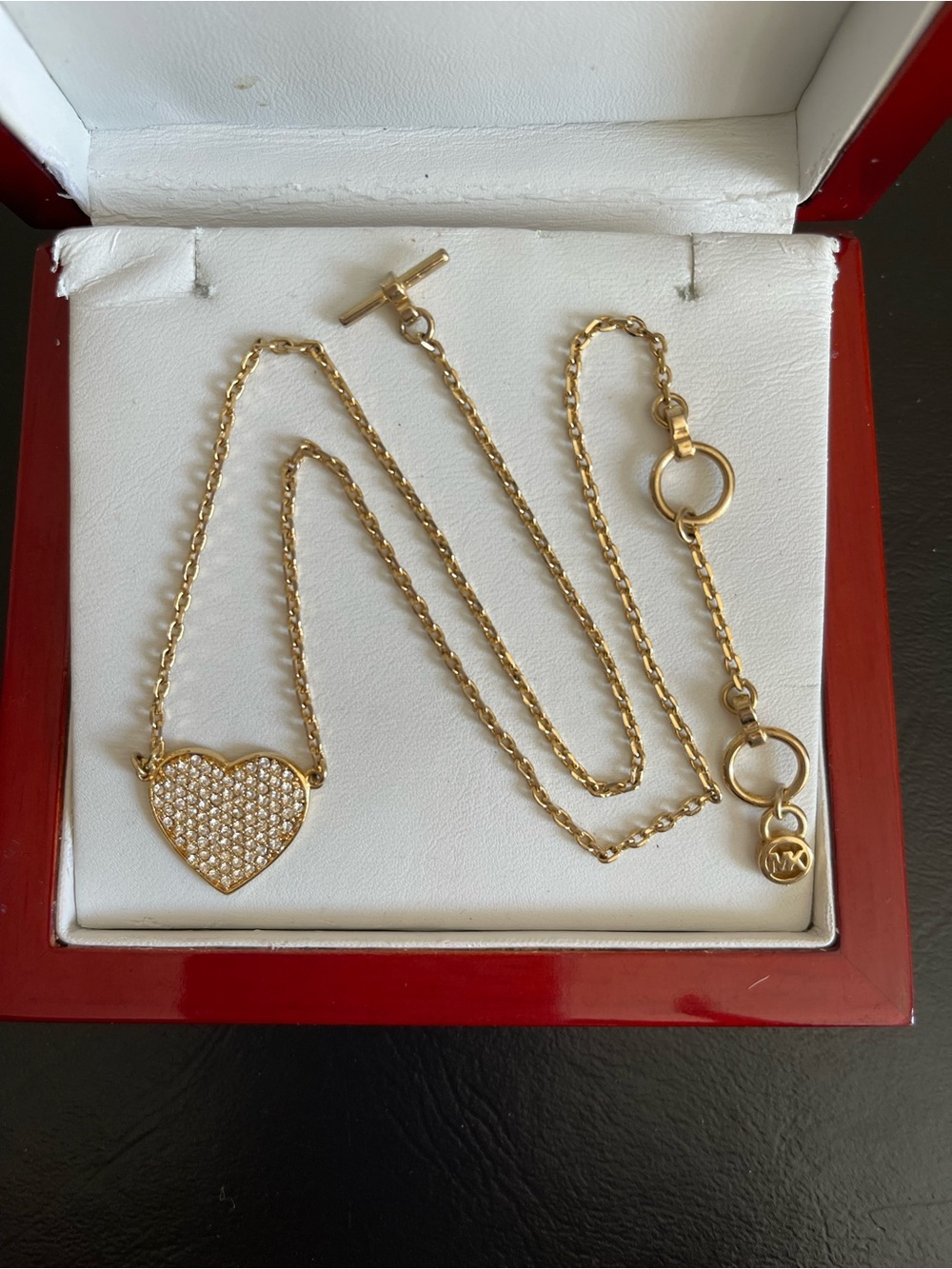 Michael Kors Gold Pave Heart Pendant Necklace